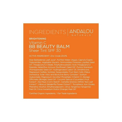 Andalou Naturals, Brightening Vitamin C Beauty Balm Sheer Tint Spf 30, 2 Oz Andalou Naturals