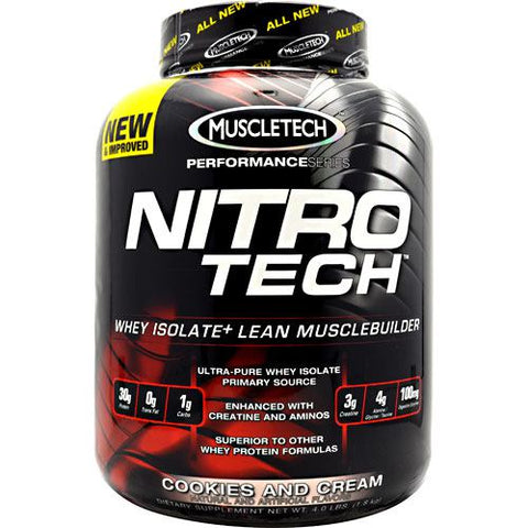 Muscletech, Nitro Tech Performance Series Whey Isolate, Cookies and Cream 4 lbs Muscletech