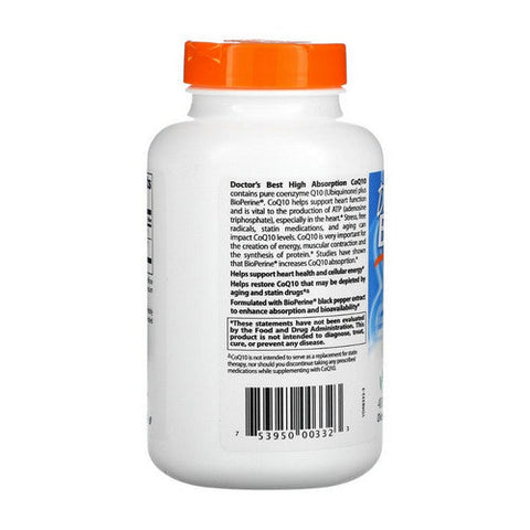 Doctors Best, High Absorption CoQ10 with BioPerine, 400 mg, 180 Veggie Caps Doctors Best