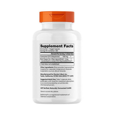 Doctors Best, High Absorption COQ10 with Bioperine, 100 mg, 360 Veggie Caps Doctors Best