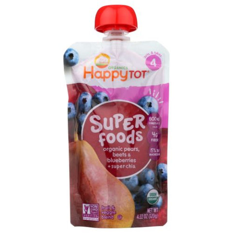 Organic Superfoods Blueberry Pear And Beet 4.22 Oz(Case Of 16) by Happy Baby Food