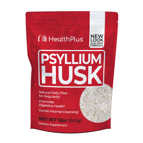 Health Plus, 100% Pure Psyllium Husks Plastic Bag, 12 Oz Health Plus