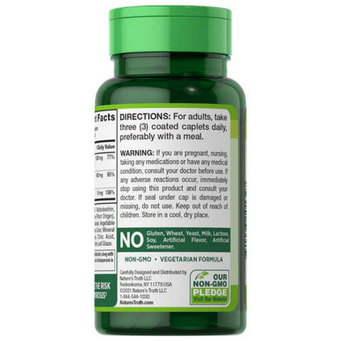 Nature's Truth, Calcium Magnesium Zinc Coated Caplets, 90 Tabs Nature's Truth