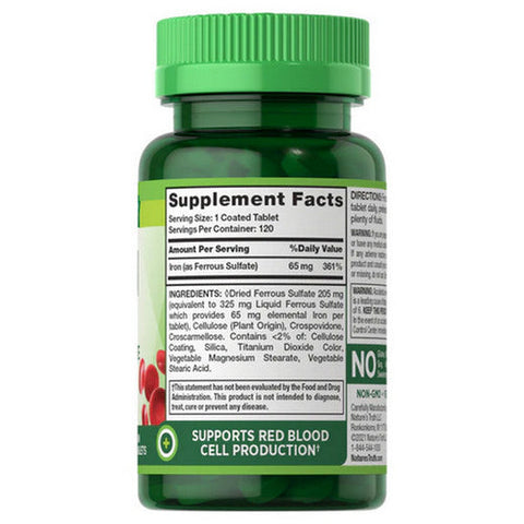 Nature's Truth, Iron Ferrous Sulfate Coated Tablets, 65 Mg, 120 Caps Nature's Truth