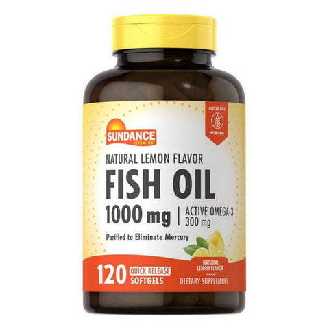 Sundance, Fish Oil Omega-3 Quick Release Softgels Natural Lemon, 1000 mg, 120 Tabs Sundance