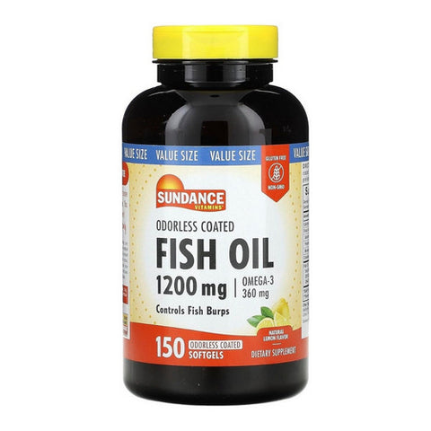 Sundance, Fish Oil Omega-3 Coated Softgels Odorless Natural Lemon, 150 Caps Sundance
