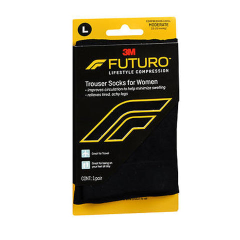 Futuro, Lifestyle Compression Trouser Socks For Women Moderate Large Black, 1 Pair Futuro