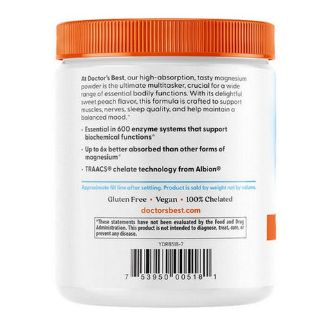 Doctors Best, High Absorption Magnesium Powder Sweet Peach, 12.3 Oz Doctors Best