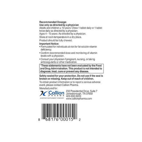 Callion Pharma, Dekas Plus Chew, 60 Tabs Callion Pharma