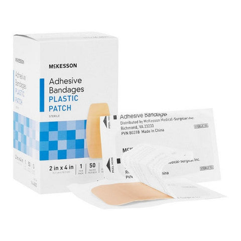 McKesson, Adhesive Strip 2 X 4 Inch Plastic Rectangle Tan Sterile 16-4825, Case Of 24 McKesson