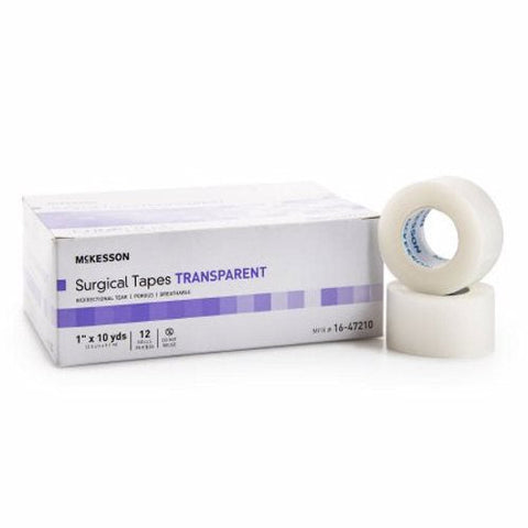 McKesson, Medical Tape McKesson Plastic 1 Inch X 10 Yard Transparent NonSterile, Box Of 12