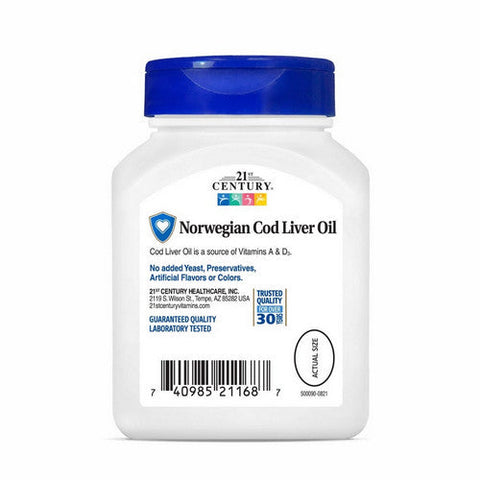 21st Century, Norwegian Cod Liver Oil, 400 Mg, 110 Softgels 21st Century