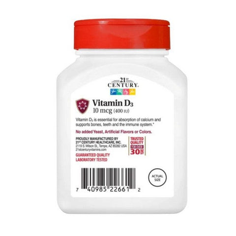 21st Century, Vitamin 400 IU, 125 Mcg, 100 Tabs 21st Century
