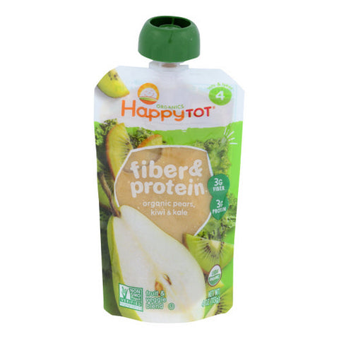 Happy Tot, Fiber And Protein Organic Pears Kiwi And Kale Baby Food Pouch, 4 Oz(Case Of 16) Happy Tot