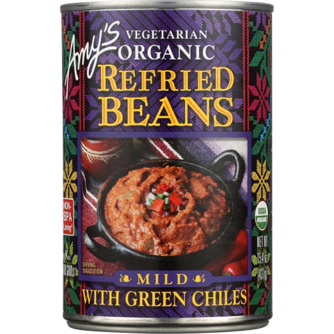 Amys, Bean Refried Grn Chili Gf, Case of 12 X 15.4 Oz Amys