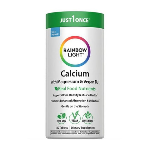 Calcium With Magnesium And Vegan D3 Plus 180 Tabs by Rainbow Light