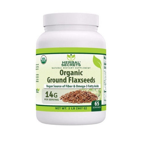 Herbal Secrets Organic Ground Flaxseed Powder 2 lbs by Amazing Nutrition