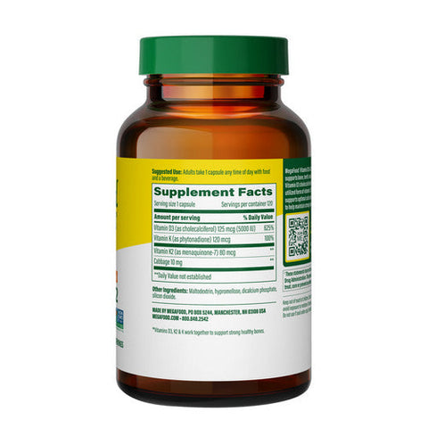 MegaFood, Vitamin D3 And K2, 5000 IU 120 Caps MegaFood