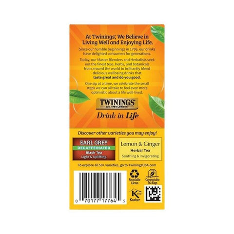 Twinings Tea, Black Tea Decaffeinated Lady Grey, 20 Bags (Case of 6) Twinings Tea