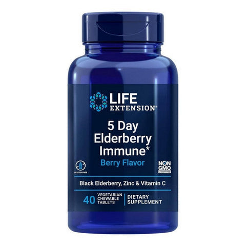 Life Extension, 5 Day Elderberry Immune Berry Flavor, 40 Tabs Life Extension