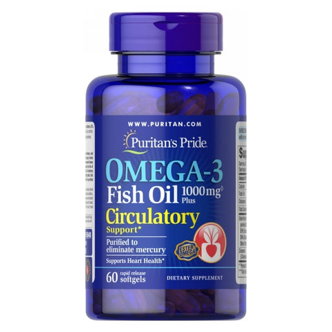 Omega-3 Fish Oil Plus Circulatory Support 60 Softgels by Puritan's Pride