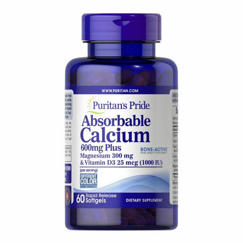 Absorbable Calcium + Magnesium & Vitamin D 60 Softgels by Puritan's Pride