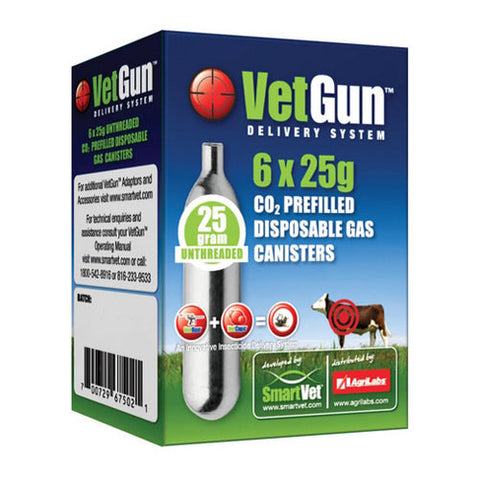 Vetgun, VetGun CO2 Canisters, 6 X 25 Grams Vetgun