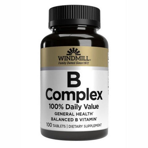 Windmill Health, B Complex 100% Daily Value, 100 Tablets Windmill Health
