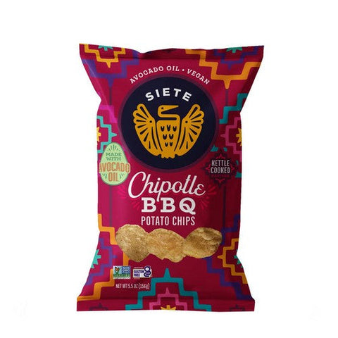 Siete, Chipotle BBQ Kettle Cooked Potato Chips, 5.5 Oz (Case Of 6) Siete