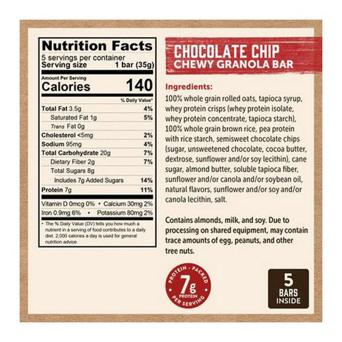 Kodiak Cakes, Chewy Granola Bars Chocolate Chip, 6.17 Oz (Case Of 12) Kodiak Cakes