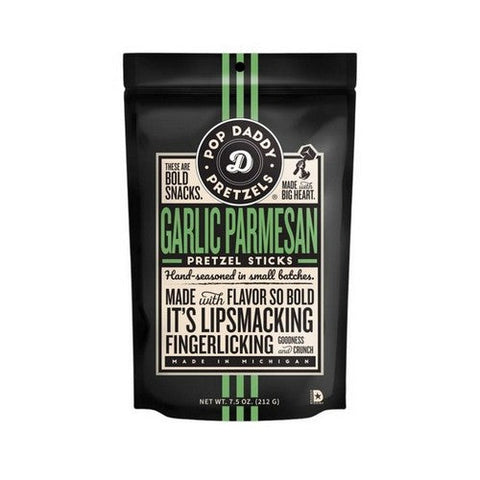 Pop Daddy Snacks, Garlic Parmesan Pretzels, 7.5 Oz(Case Of 12) Pop Daddy Snacks