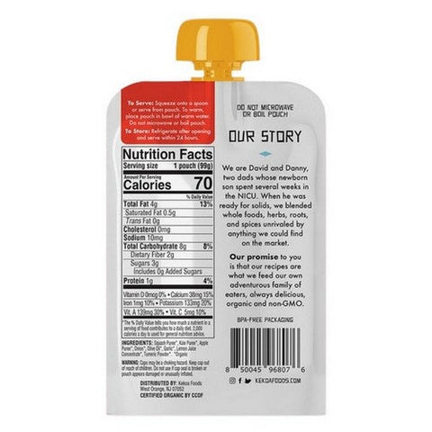 Kekoa, Squash And Kale With Turmeric Squeeze Pouch, 3.5 Oz(Case Of 6) Kekoa