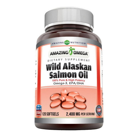 Amazing Omega Wild Alaskan Salmon Oil 2400 Mg by Amazing Nutrition