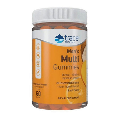 Men's Multi Gummies Orange Mango Coconut Plant Based Sugar Free 60 Count by Trace Minerals