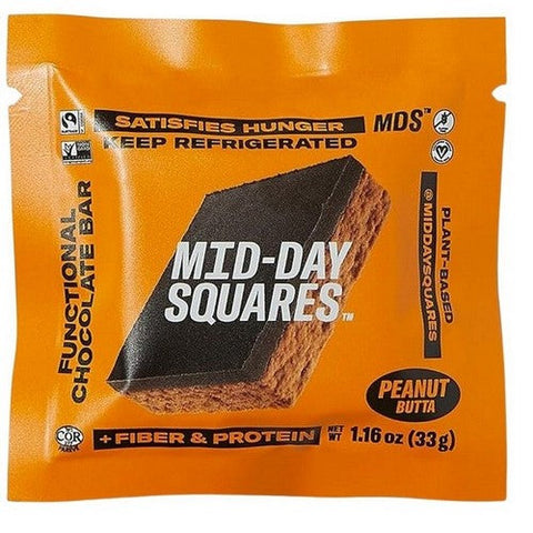 Mid-Day Squares, Functional Chocolate Peanut Butter Bar, 1.16 Oz (Case Of 12) Mid-Day Squares