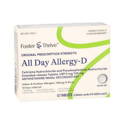 Foster And Thrive, All Day Allergy-D, 12 Tabs Foster And Thrive