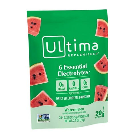 Ultima Replenisher, 6 Essential Electrolyte Powder Drink Mix Watermelon, 70 Grams Ultima Replenisher