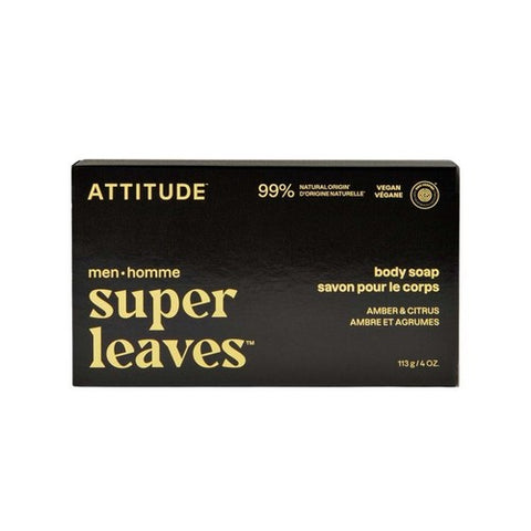 Super Leaves Men Body Bar Soap Amber And Citrus 4 Oz by Attitude