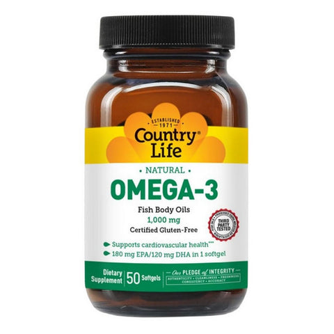 Country Life, Natural Omega-3, 1000 Mg, 50 Softgels Country Life