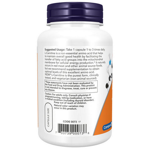 Now Foods, L-Carnitine, 500 Mg, 180 Veg Caps