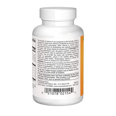 Source Naturals, Systemic C tablets, 500mg, 60 Tabs Source Naturals