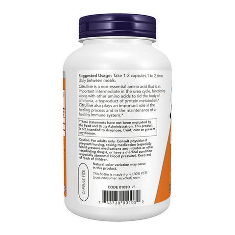 Now Foods, L-Citrulline, 750 mg, 180 Caps Now Foods