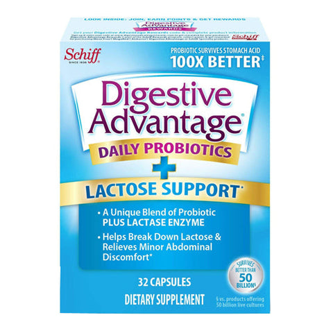 Schiff/Bio Foods, Digestive Advantage Daily Probiotics + Lactose Support, 32 caps Schiff