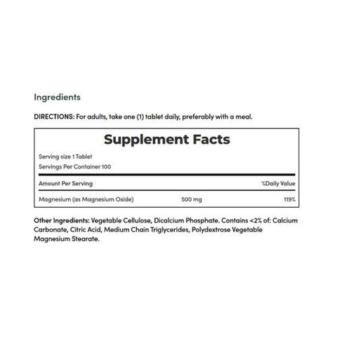 Nature's Bounty, High Potency Magnesium, 500 Mg, 100 Tabs Nature's Bounty